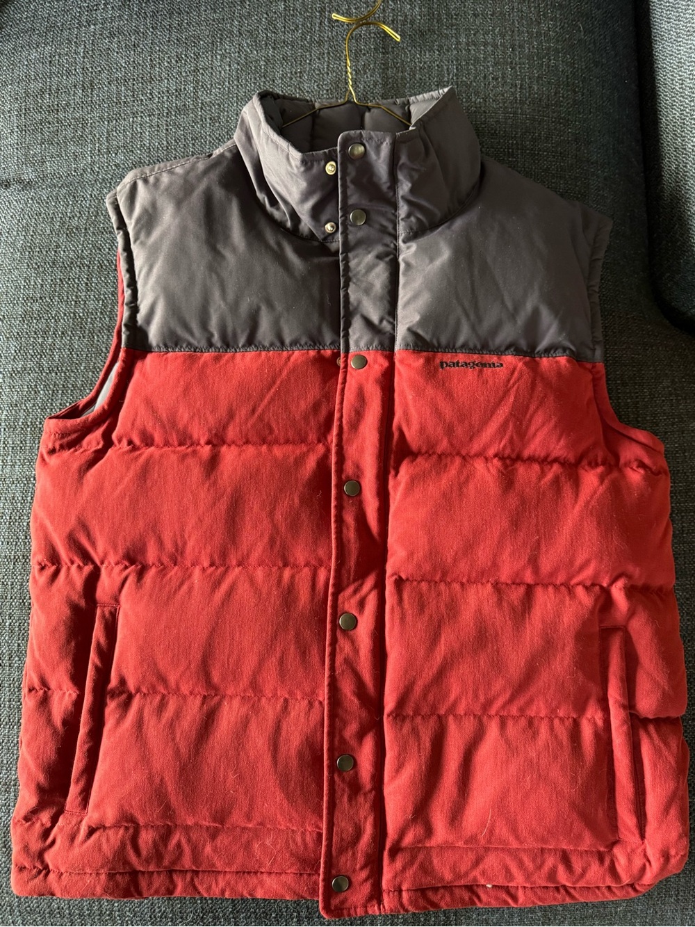 Patagonia Red and Gray Puffer Vest